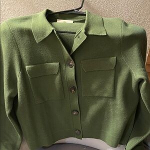 EUC Sezane Betty Cardigan Olive